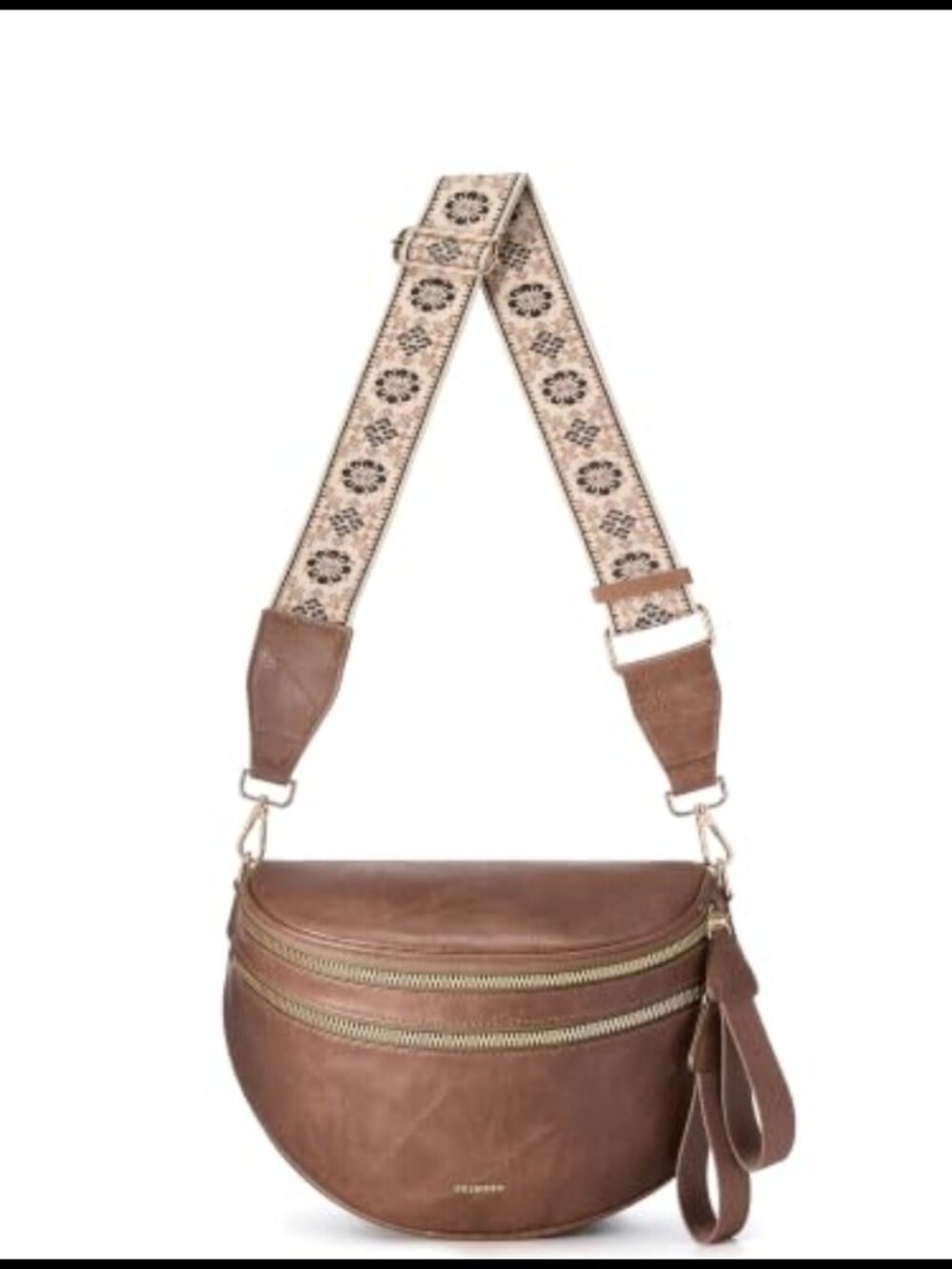FEIBOON PU Leather Crossbody Bag Adjustable Strap Zipper Shoulder Purse